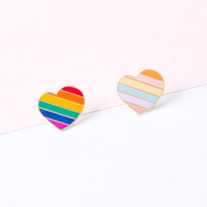 Handcrafted Rainbow Heart Enamel Stud Earrings | Miss Modi
