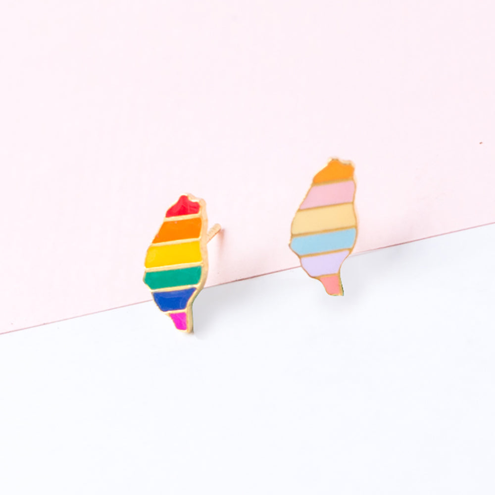 Rainbow Taiwan Enamel Stud Earrings