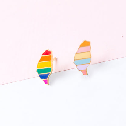 Rainbow Taiwan Enamel Stud Earrings