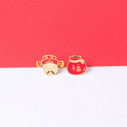 God of Wealth Enamel Earrings/ Bracelet/ Necklace
