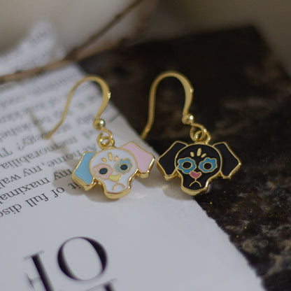 Skeleton Doggy Enamel Earrings