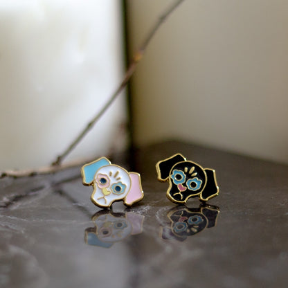 Skeleton Doggy Enamel Earrings