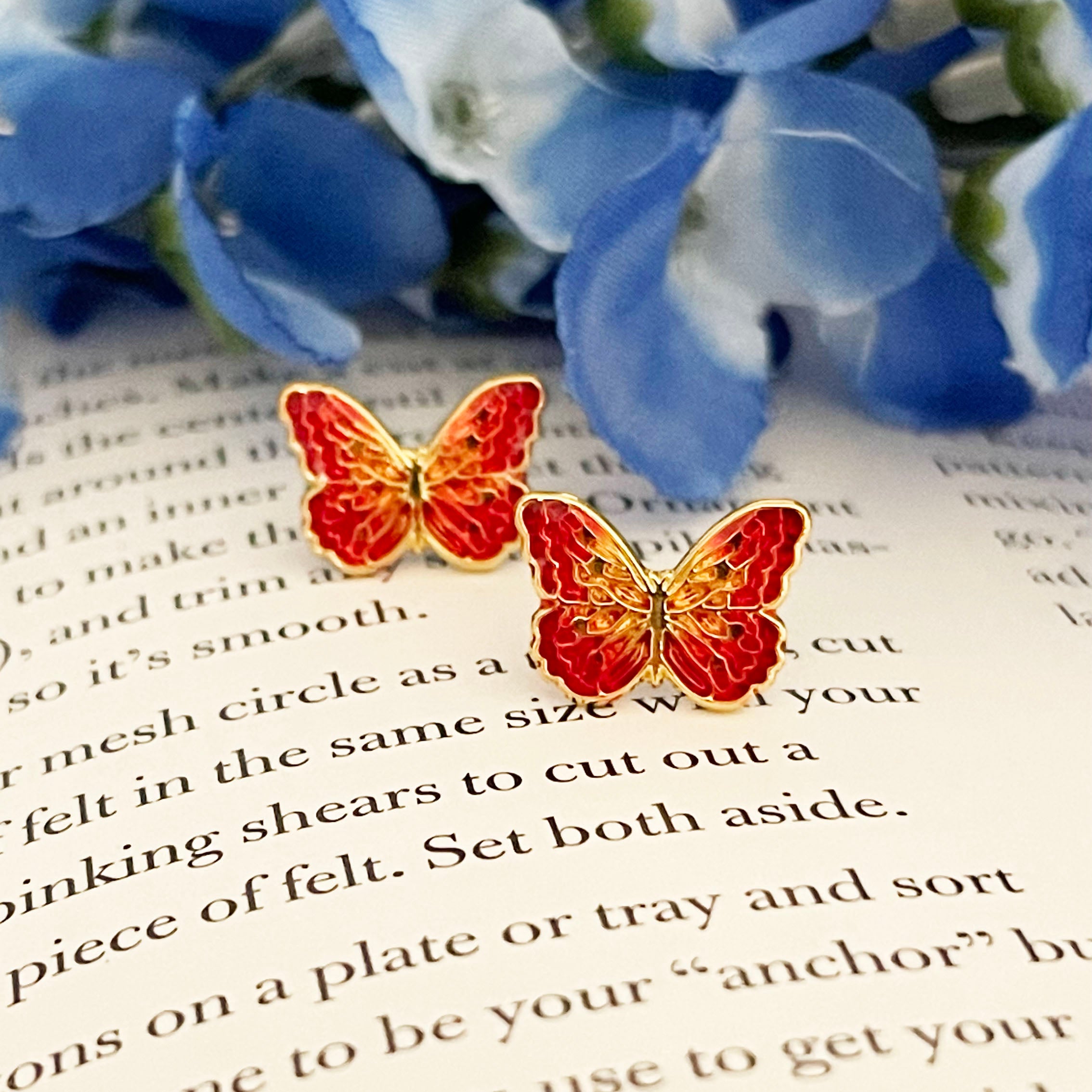 Butterfly Enamel Stud Earrings