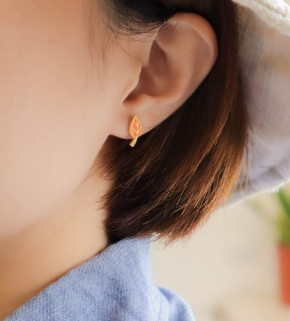 Autumn Mood On Enamel Stud Earrings