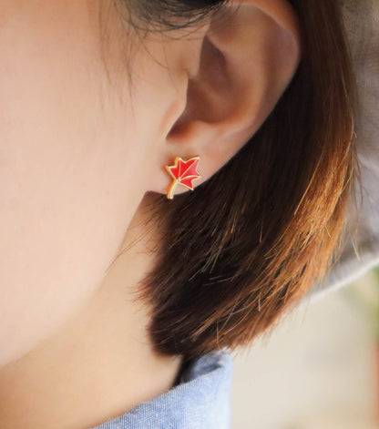 Maple Trail Enamel Stud Earrings