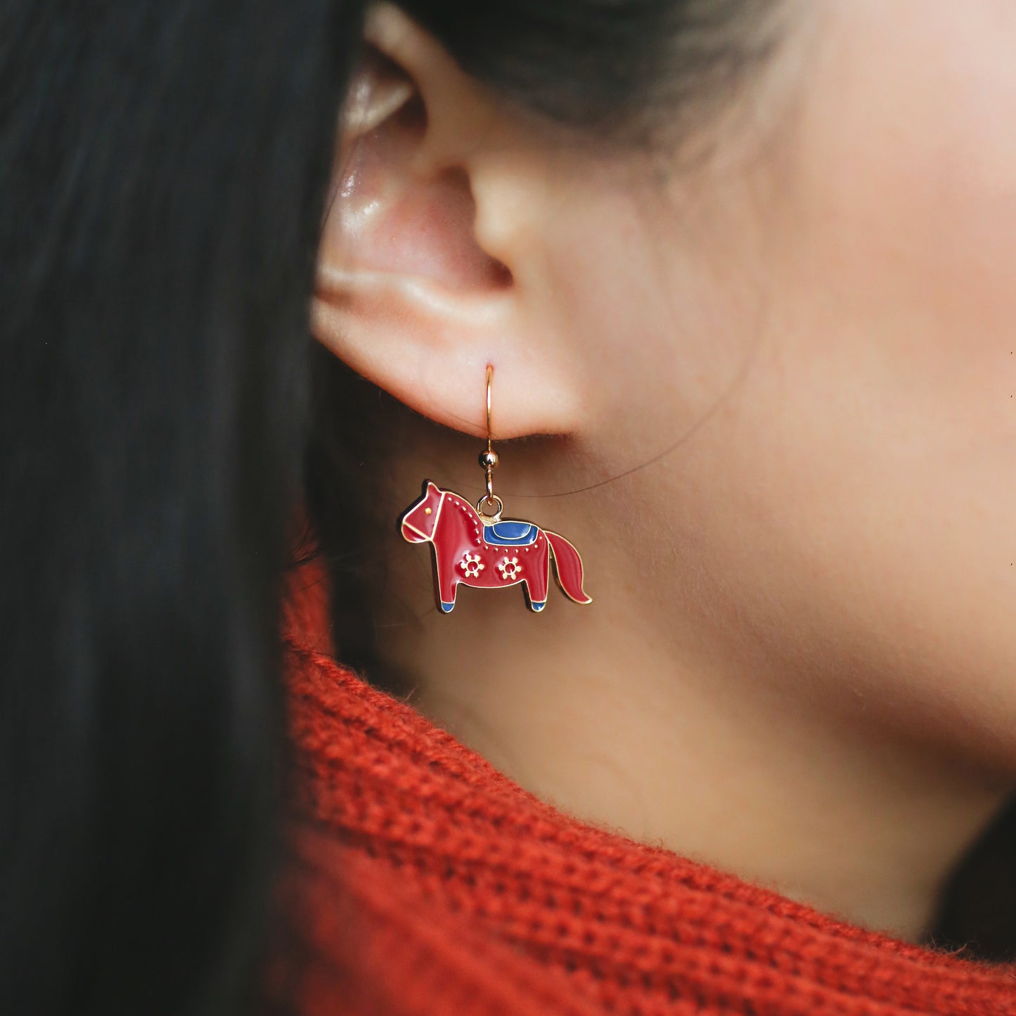 Dala Horse Snowflake Enamel Earrings/ Bracelet/ Necklace