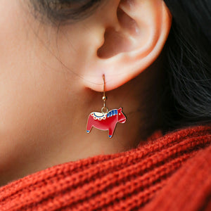 Dala Horse Red Enamel Earrings/ Bracelet/ Necklace