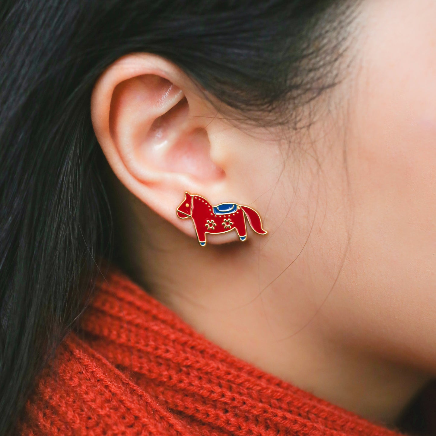 Dala Horse Snowflake Enamel Earrings/ Bracelet/ Necklace