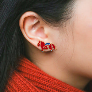 Dala Horse Snowflake Enamel Earrings/ Bracelet/ Necklace