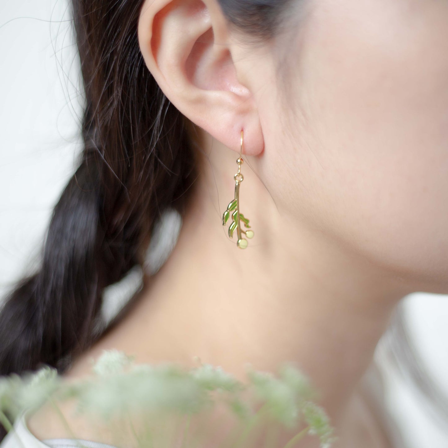 Mistletoe Enamel Earrings