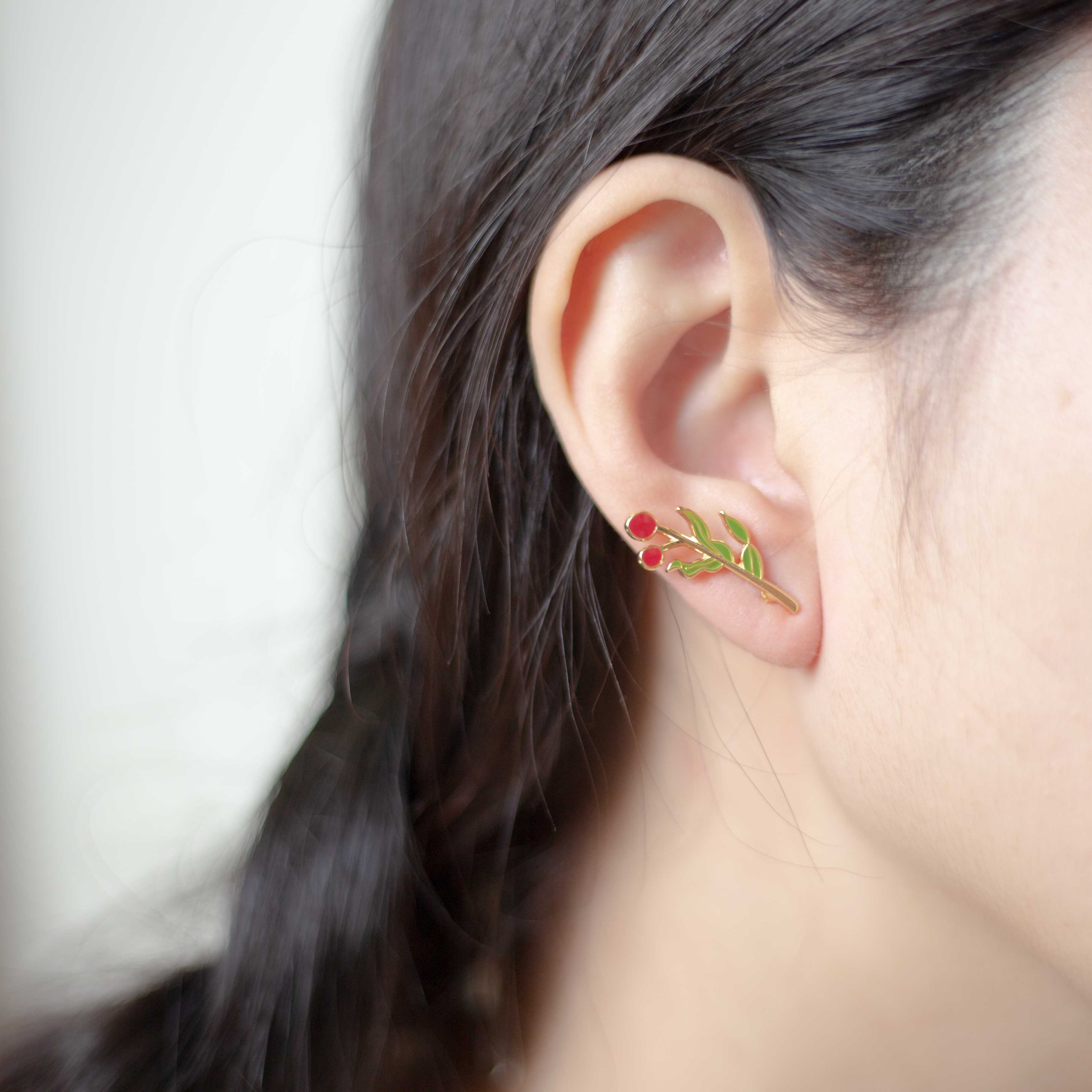 Plant Fruit Enamel Earrings