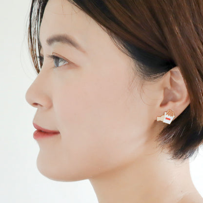 Taiwanese Chicken Cutlet (Ji Pai) Enamel Stud Earrings