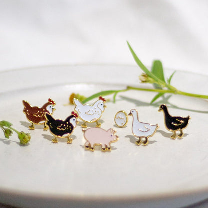 Farm Sweet Farm Mismatched Enamel Earrings [One Piece]