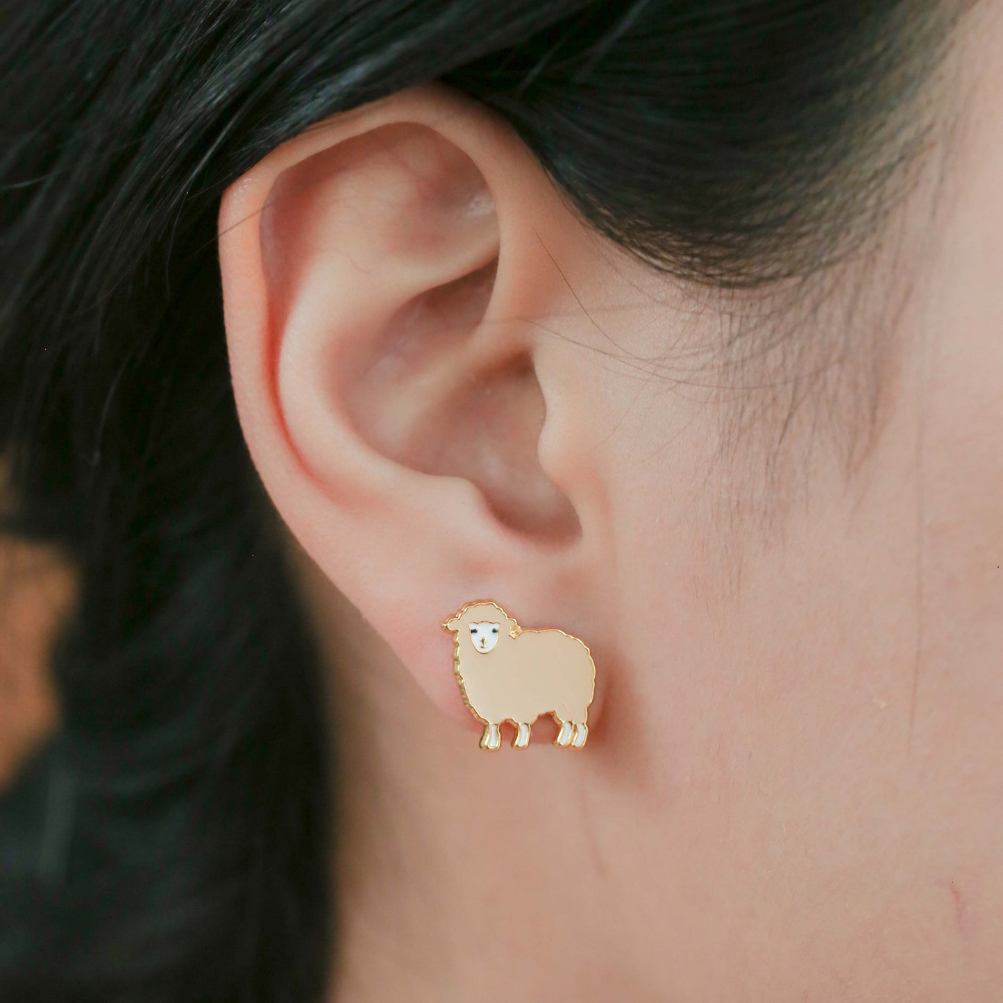 Sleepy Sheep Enamel Stud Earrings