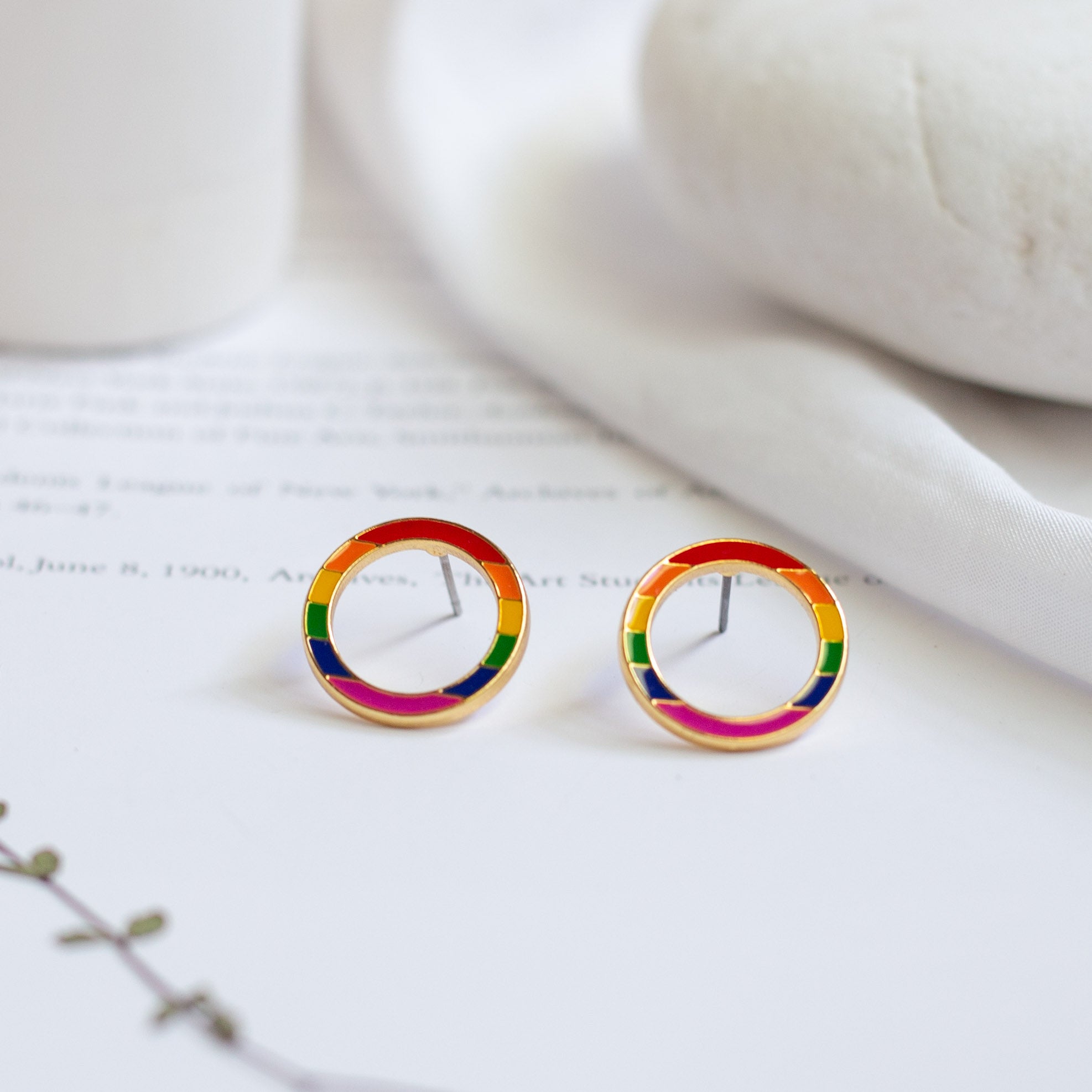 Circle Rainbow Enamel Earrings/ Bracelet/ Necklace
