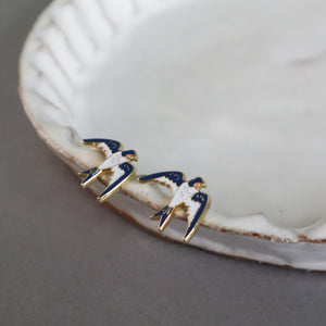 Blue Swallow Enamel Earrings/ Bracelet/ Necklace