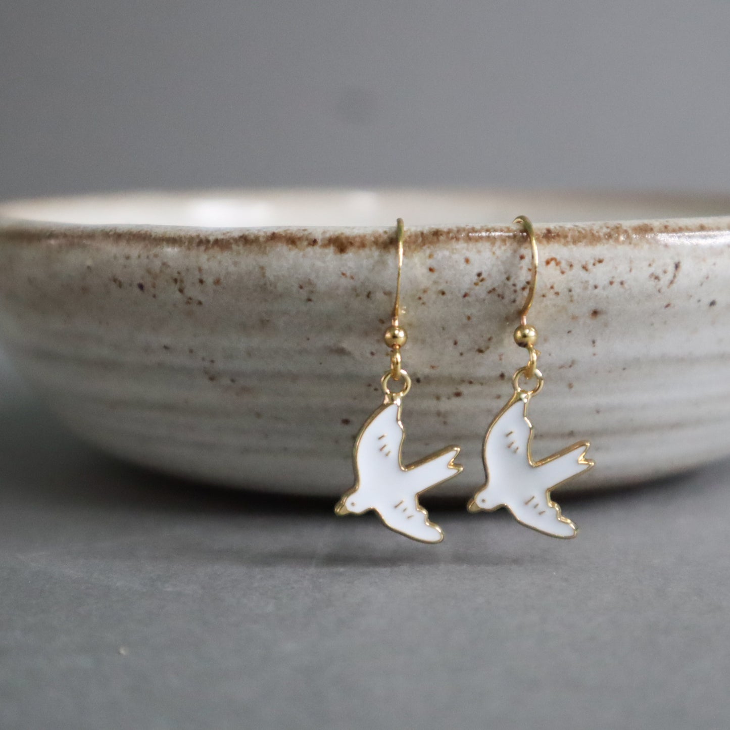 White Seagull Enamel Earrings/ Bracelet/ Necklace