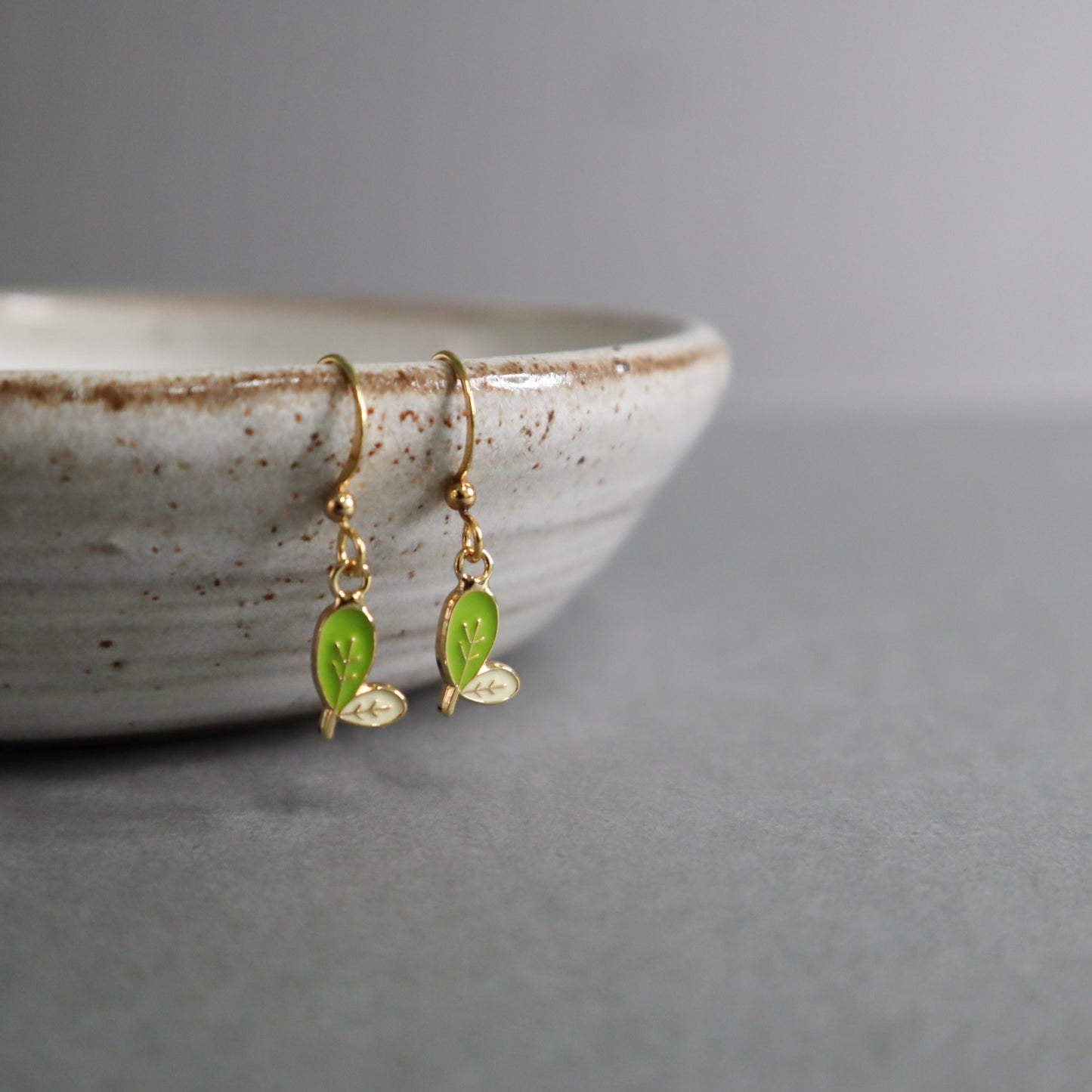 Li'l Green Leaves Enamel Earrings/ Bracelet/ Necklace