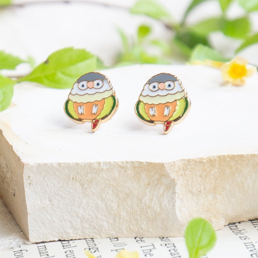 Orange Sun Conure Enamel Stud Earrings | Miss Modi