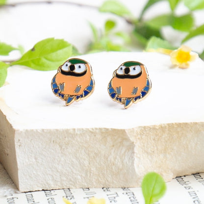 Orange Macaw Enamel Stud Earrings | Miss Modi