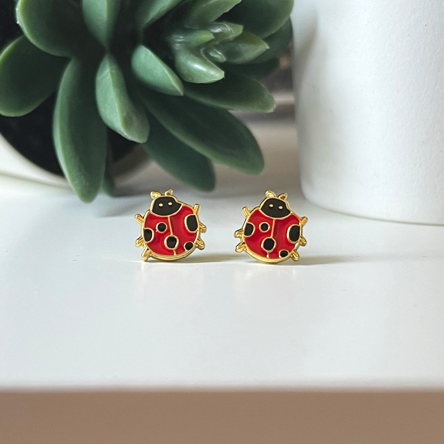 Ladybug Enamel Earrings/ Bracelet/ Necklace