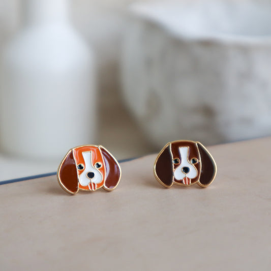 Beagle Enamel Stud Earrings | Miss Modi