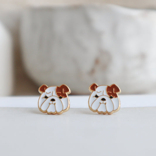 Bully Love Bulldog Enamel Stud Earrings | Miss Modi