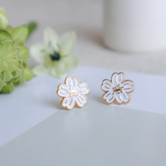 Sakura Fubuki Enamel Stud Earrings