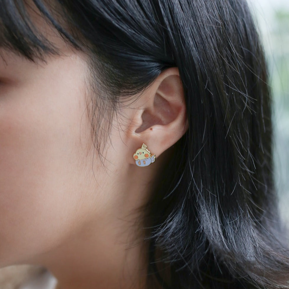 Baby Cockatiel Enamel Stud Earrings/ Bracelet/ Necklace