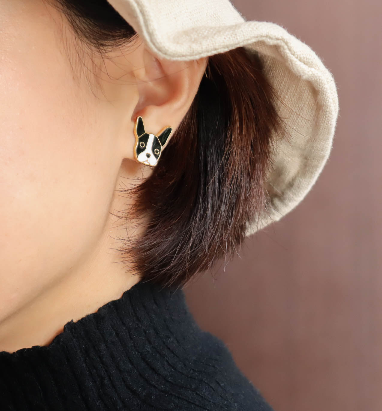 French Bulldog Enamel Stud Earrings