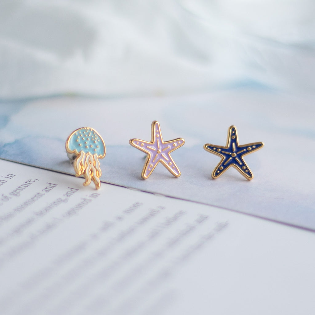 Starfish Enamel Earrings/ Bracelet/ Necklace