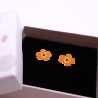 Spring Poppy Enamel Earrings