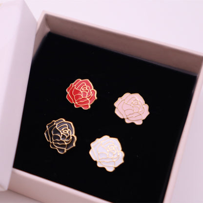 Classic Roses Enamel Stud Earrings  | Miss Modi