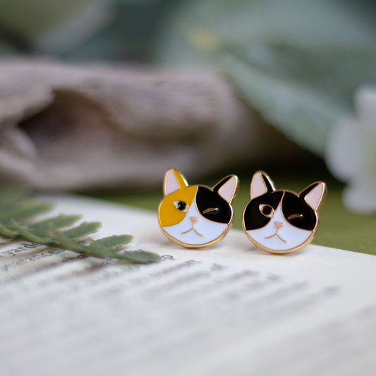 Winking Cat Enamel Earrings/ Bracelet/ Necklace