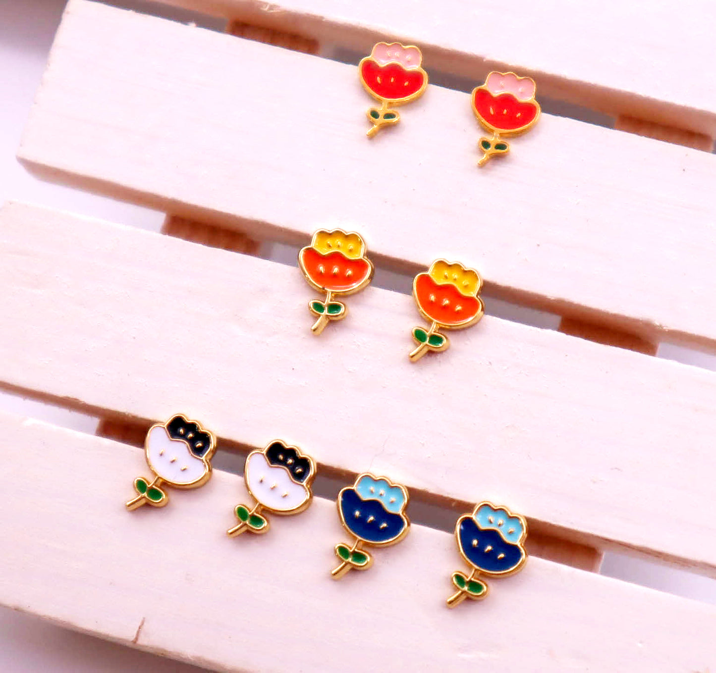 Li'l Tulip Enamel Stud Earrings