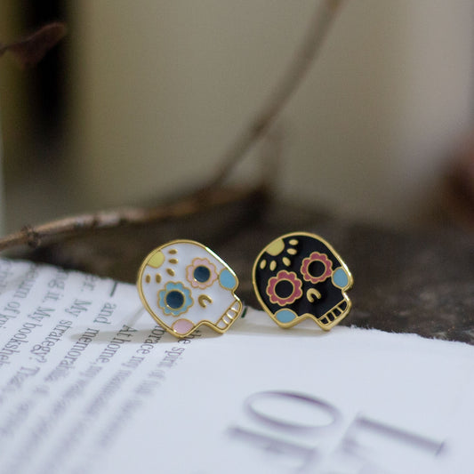 Sugar Skull Enamel Earrings