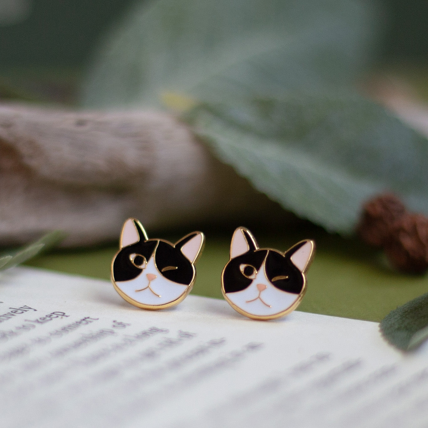 Winking Cat Enamel Earrings/ Bracelet/ Necklace