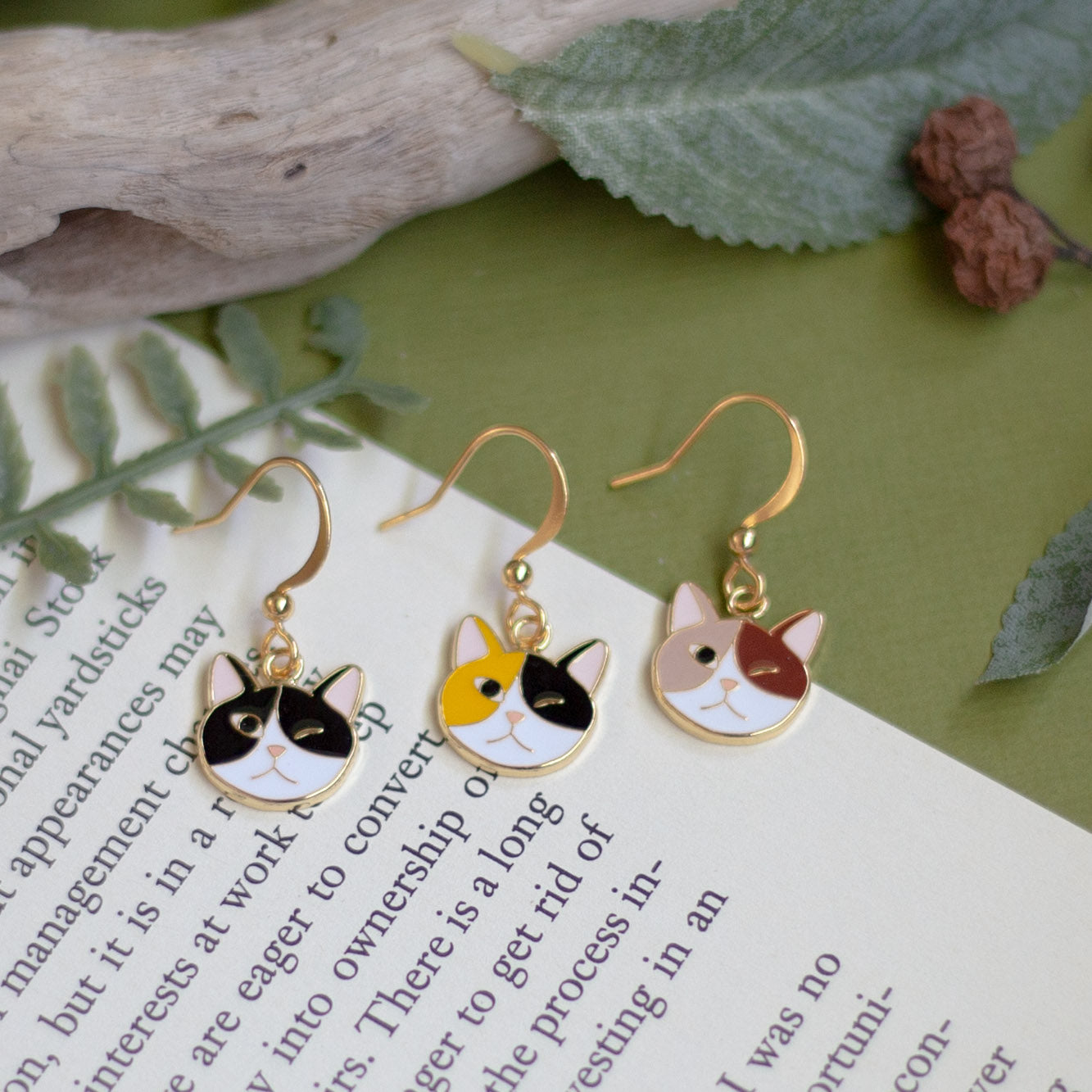 Winking Cat Enamel Earrings/ Bracelet/ Necklace