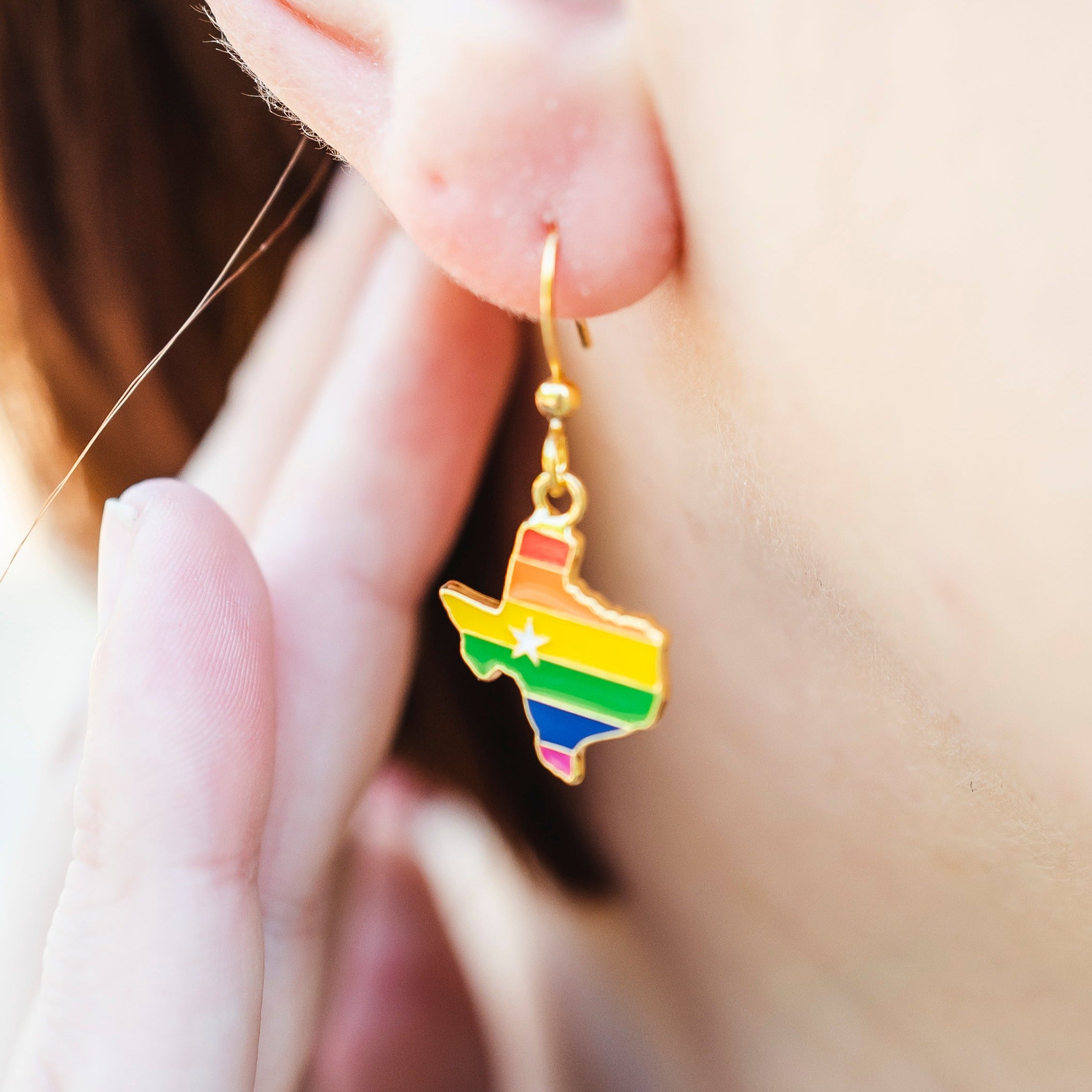 Texas Rainbow Enamel Drop Earrings | Miss Modi
