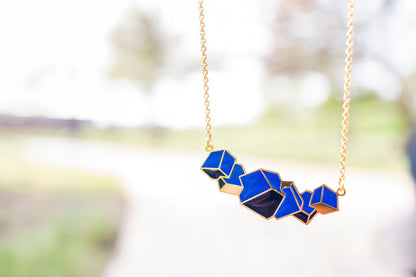 Blue Glacial Heart Ore Enamel Statement Necklace