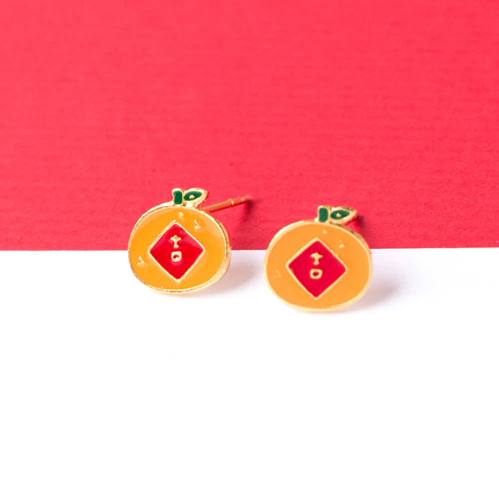 Orange [Jíxiáng] Enamel Stud Earrings