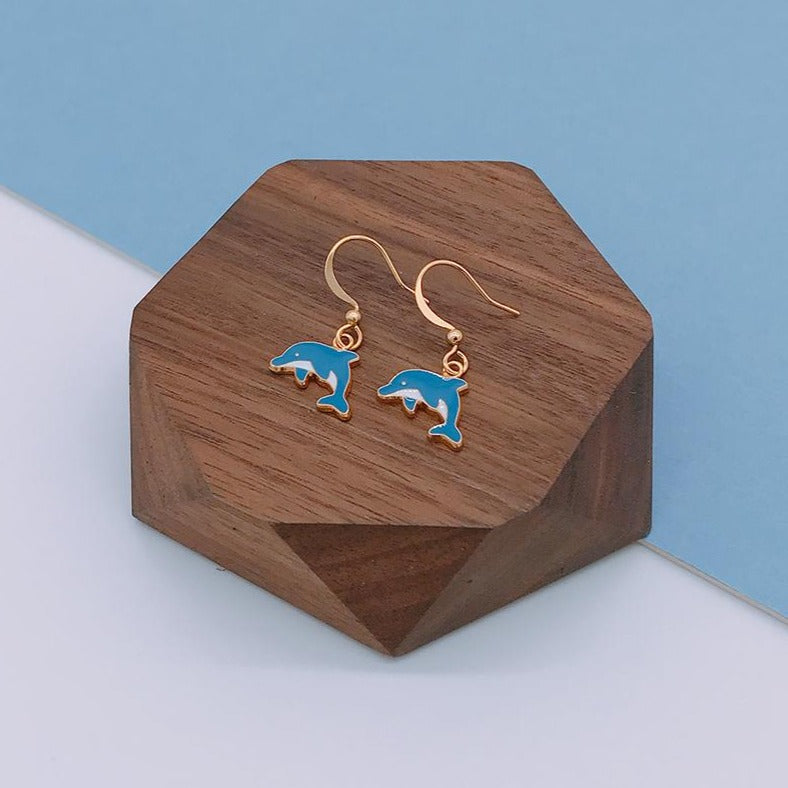 Blue Dolphin Enamel Earrings/ Bracelet/ Necklace