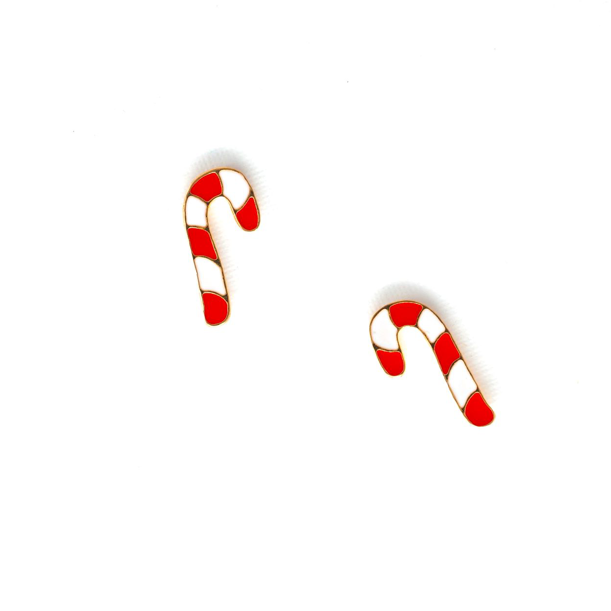 Miss Modi presents Handcrafted Candy Cane Enamel Stud Earrings