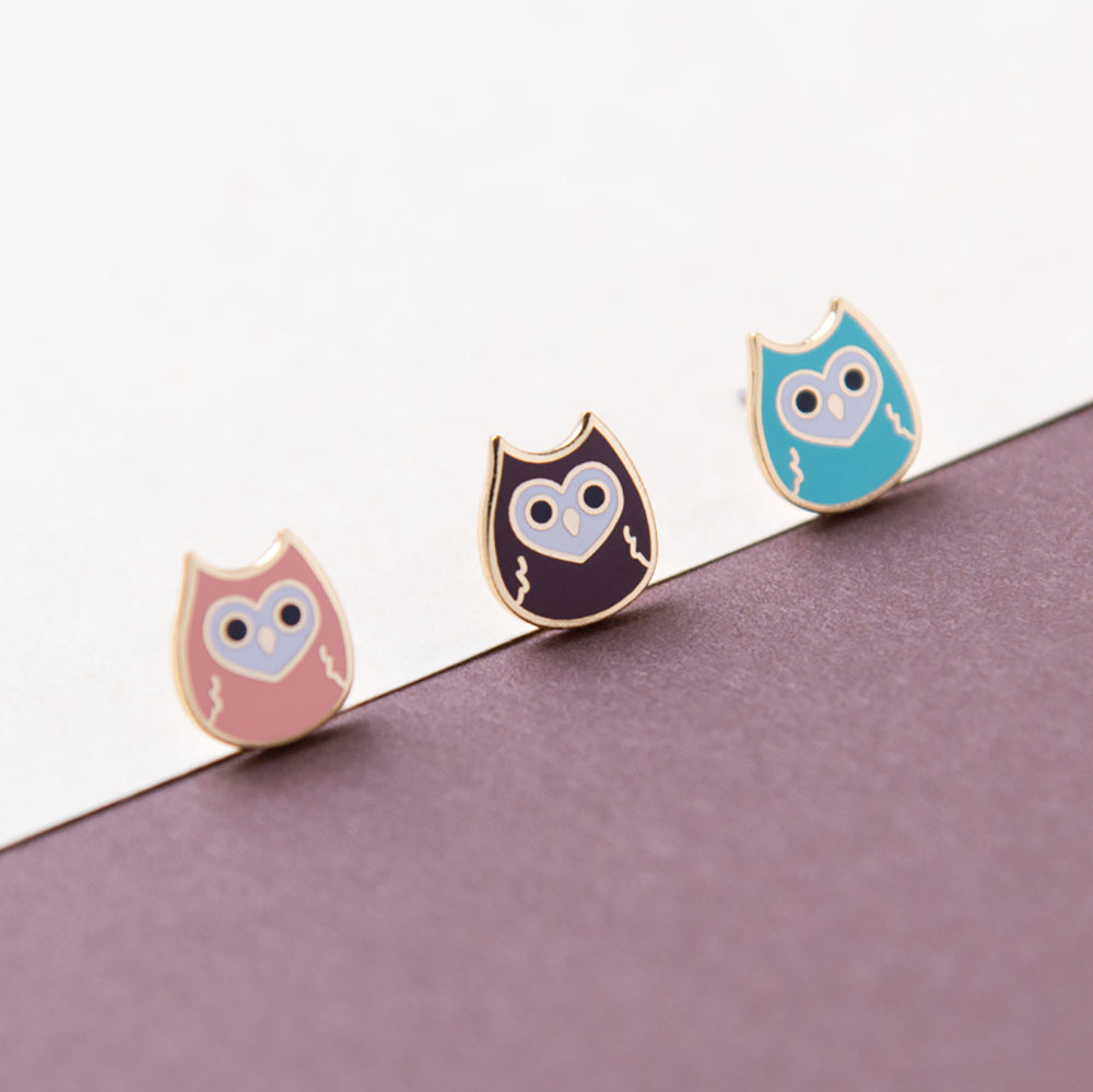 Little Owl Enamel Stud Earrings/ Bracelet/ Necklace