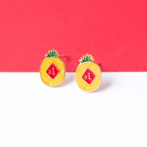 Pineapple [Wanglai] Enamel Stud Earrings